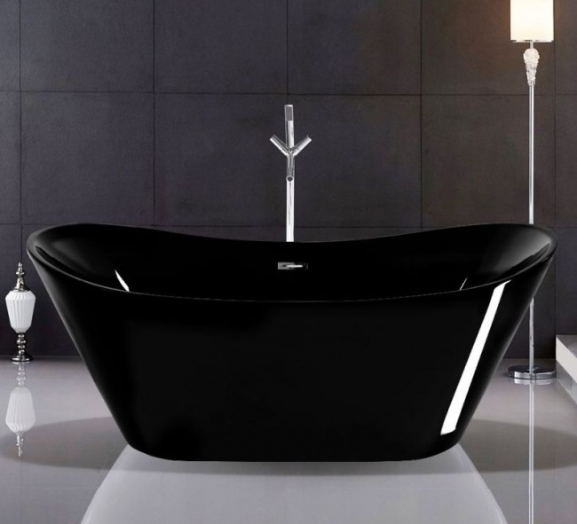 Отдельностоящая акриловая ванна Rea Ferrano Black 170x80 (Польша) - фото3